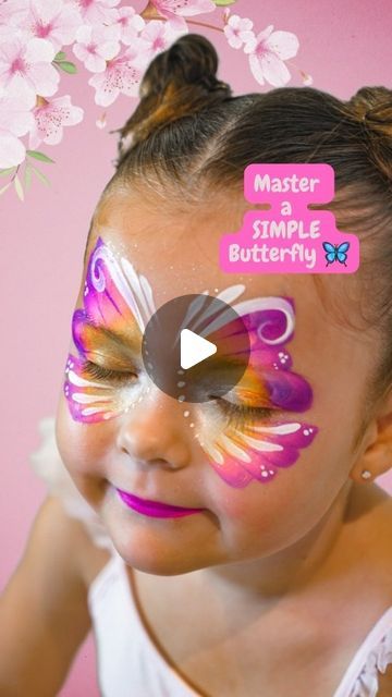 Butterfly Facepainting Kids Easy, Face Painting With Stencils, Kids Butterfly Makeup, Rainbow Butterfly Face Paint, Face Painting Ideas For Kids Butterfly, Facepainting Butterfly Simple, Butterfly Face Paint Easy Step By Step, Easy Facepainting Kids, Kid Face Painting Ideas