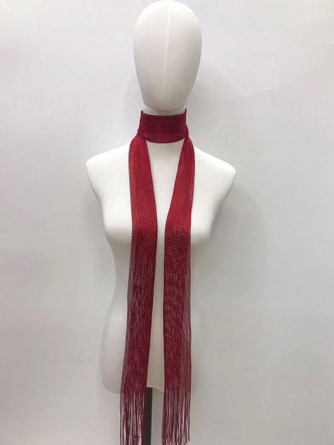 1pc Red Solid Color Fashionable Skinny Scarf With Metallic Gold Thread Neckerchief Elegant Long Ribbon Neck Scarf , 10cmx160cm BohoI discovered amazing products on SHEIN.com, come check them out! Scarf Aesthetic, Red Solid Color, Graduation Dinner, Women Scarves, Twilly, Red Scarves, Gold Thread, Neck Scarf, Gold Threads