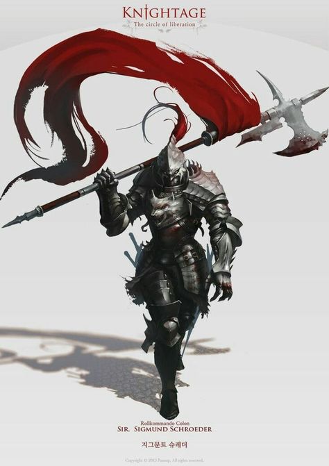 Halberd Concept Art, Halberd Knight, Knight Character Design, 3d Karakter, Character Design Cartoon, The Knight, 다크 판타지, Knight Art, Knight Armor