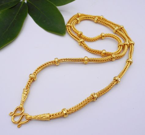 Bead Lai Thai Necklace Sukhothai Vintage Style Thai Baht Yellow Gold Plated 24 inch 22K 23K 24K Jewelry Women, Men's, Jewelry Gifts by JewelrygoldThailand on Etsy Thai Gold Jewelry, Thai Necklace, Plating Techniques, Family Jewelry, Thai Style, Boy Group, Brass Gold, Jewelry Women, Look Alike