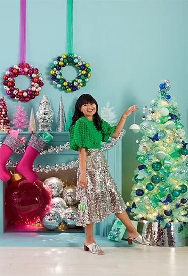 Shop Our Christmas Decor Collections | Style Ideas for Decor | At Home Disco Ball Garland, Metallic Christmas Decor, Holiday Hoedown, Disco Christmas, Laila Ali, Oh Joy, Metallic Christmas, Whimsical Accessories, Bottle Brush Christmas Trees