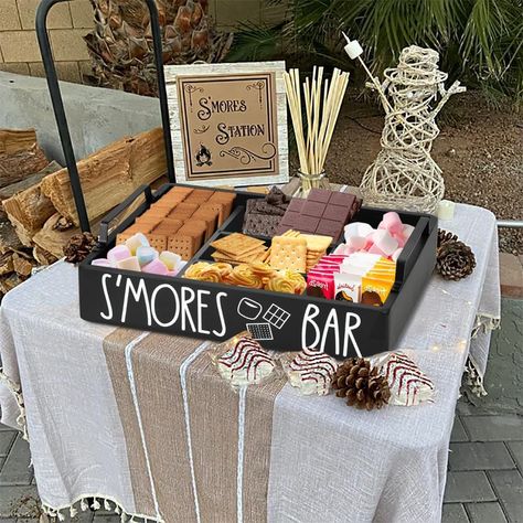 OUR FAMILY LOVES THESE! Wooden S'mores Bar Station, S'mores Caddy Holder with Handles for Counter, Farmhouse S'mores Serving Tray for Kitchen, S’mores Maker Box for S’mores Kit Camping Decor, S’mores Accessories Organizer Fall Bonfire Party, Smores Caddy, Christmas Bazar, Smores Kit, Smores Station, Smores Maker, Smores Kits, Fall Bonfire, Bonfire Party