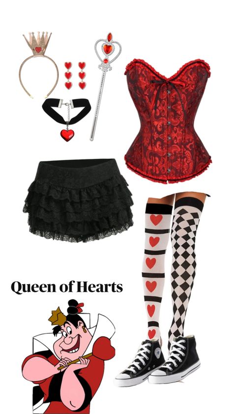 Queen Of Hearts Halloween Costume, Office Halloween Costumes, Queen Of Hearts Halloween, Queen Halloween Costumes, Queen Of Hearts Costume, Trio Halloween Costumes, Hot Halloween Outfits, Alice In Wonderland Costume, Pretty Halloween Costumes