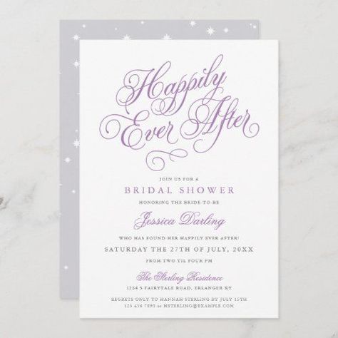 Fairy Tale Bridal Shower Invitation Purple Grey #zazzle #weddinginvitations #birthdayinvitations #babyshowerinvitations #zazzleinvitations #monogram #businesscards #graduation #homedecor Fairytale Bridal Shower, Fairytale Wedding Invitations, Fairytale Bridal, Wedding After Party, Pink Wedding Invitations, Pink Invitations, Bridal Shower Invitation, Fairytale Wedding, Zazzle Invitations