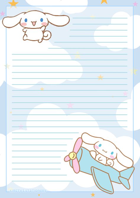 FREE TO USE Cinnamoroll Notes Template, Cinnamoroll Memo Pad Printable, Cinamoroll Memo Pad, Sanrio Notebook Paper, Lined Paper Printable Free Cute, Pink Classroom, Free Printable Stationery Paper, School Art Activities, Free Printable Stationery