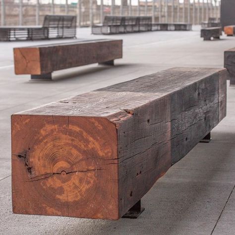 P R O V E N A N C E on Instagram: "Provenance’s team recently fabricated benches for the riverfront terrace at 2400 Market Street. Each one is made from heart pine beams salvaged from a landmark warehouse in Dumbo, Brooklyn. Photos: @roccoavallone and @ryanscottfilms #provenancecompanies #reclaimedmademodern #architecturalsalvage #customfurniture #reclaimedwood #designinspiration #publicspaces" Dumbo Brooklyn, Heart Pine, Market Street, Architectural Salvage, Public Space, Custom Furniture, Reclaimed Wood, Beams, Terrace