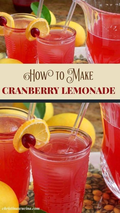 Good Lemonade Recipe, Cranberry Lemonade, Lemonade Smoothie, Superbowl Food, Cranberry Drinks, Drink Recipes Nonalcoholic, Lemonade Drinks, Refreshing Drinks Recipes, Smoothie Drink Recipes