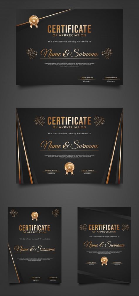 Certificate Design Black And Gold, Graduation Certificate Design, Congratulations Certificate, Gold Certificate Template, Awards Certificates Design, Black Certificate, Eco Project, Diploma Graduation, Diploma Design