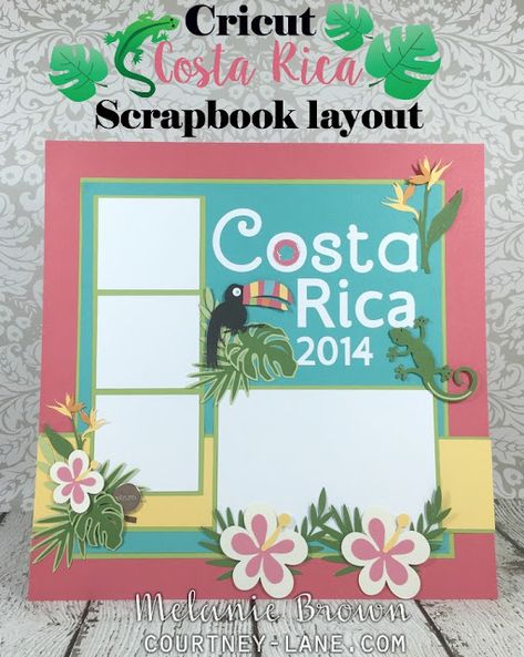 Cricut Costa Rica Scrapbook Layout Tropical Postcard, Couples Scrapbook, Hawaii Scrapbook, Cruise Scrapbook Pages, Scrapbook Beach, Cost Rica, Beach Scrapbook, Beach Scrapbook Layouts, Graduation Scrapbook