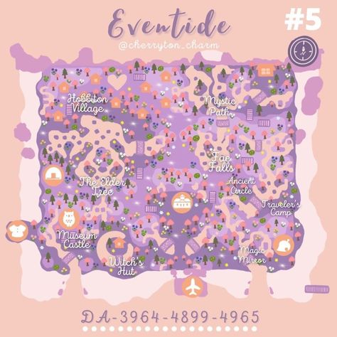 Acnh Islands Dream Codes, Acnh Island Map Ideas, Acnh Island Map Layout, Acnh Island Map, Acnh Map Design, Animal Crossing Dream Address, Acnh Dream Address, Acnh Maps, Kawaii Island