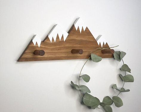 Submerge yourself in an enchanting interior by hachiandtegs Adventure Nursery Decor, Adventure Theme Nursery, Rustic Nursery Decor, Rustic Wood Decor, Mountain Nursery, Wooden Wall Hooks, Adventure Nursery, Mountain Decor, Rustic Nursery