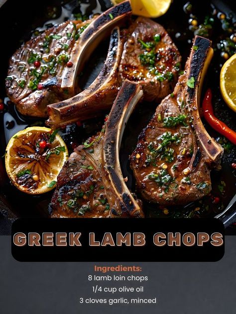 Healthy Cooks Lamb Pops, Greek Lamb Chops, Greek Lamb, Lamb Loin Chops, Lamb Loin, Homemade Flatbread, Grilled Lamb Chops, Lamb Chop Recipes, Dried Rosemary