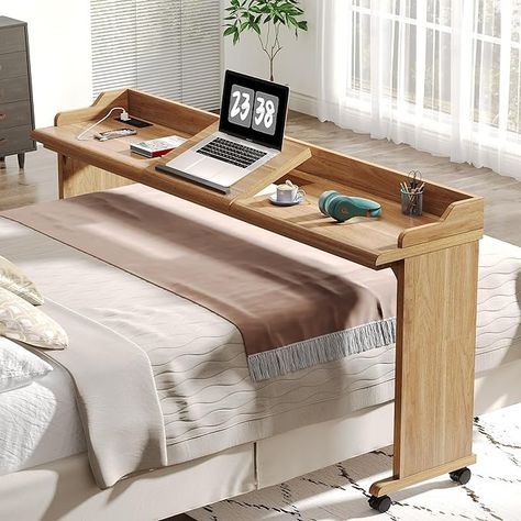 Amazon.com: Tribesigns 70.8" Overbed Table with Wheels Large Over The Bed Table with USB Charging Station, Mobile Computer Desk Standing Workstation with Adjustable Tilt Board for Home, Hospital : Health & Household Bed Table On Wheels, Over Bed Table, Rolling Bed, House Fever, Laptop Table For Bed, Computer Stand For Desk, Overbed Table, Rolling Desk, Large Computer Desk