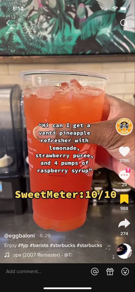 Strawberry Pineapple Frozen Lemonade Starbucks, Starbucks Summer Drinks 2023, Pineapple Starbucks Drinks, Starbucks Recipes Summer, Starbucks Refreshers Recipe, Matcha Latte Recipe Starbucks, Summer Starbucks Drinks, Starbies Drinks, Water Tok