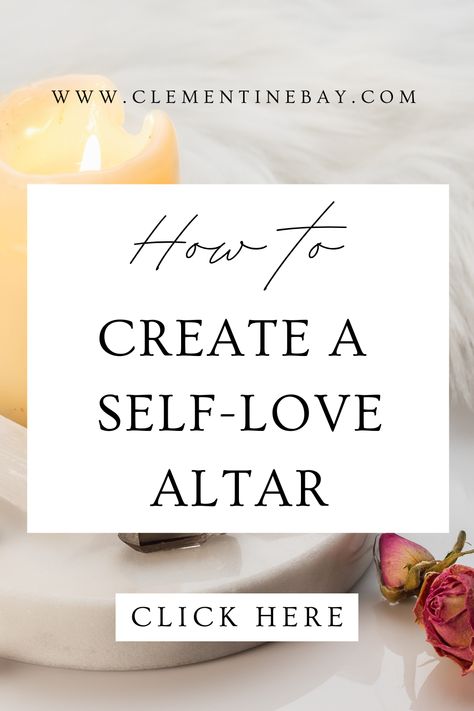 This blog post teaches you how to build an altar for self-love. Click here to read self-love altar ideas and inspiration for building and using your altar including self-love rituals and activities. | How to create an altar for self-love | Spirituality | Witchcraft | Spiritual self-care How To Create A Spiritual Alter, Self Love Retreat Ideas, Rituals For Love, Self Love Alter Ideas, Home Altar Ideas Spiritual, How To Set Up An Altar, Self Love Rituals, Alters Spiritual Ideas, Beauty Altar