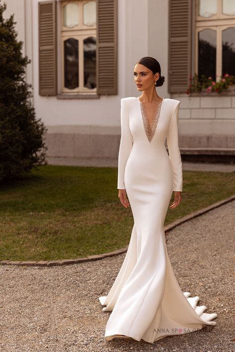 Elegant Long Sleeve Wedding Dresses, Minimal Wedding Dress, Nikah Dress, Civil Wedding Dresses, Buy Wedding Dress, Classy Wedding Dress, Stylish Wedding Dresses, White Wedding Dress, Stunning Wedding Dresses