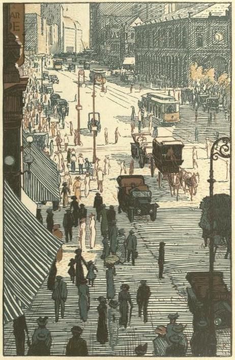 Rudolph Ruzicka（Czech/American, 1883-1978） from: New York; a series of wood engravings in colour and a note on colour printing... Moku Hanga, Location Design, Woodcuts Prints, Background Art, Wood Engraving, Vector Artwork, Engraved Wood, Lino Print, Nature Paintings