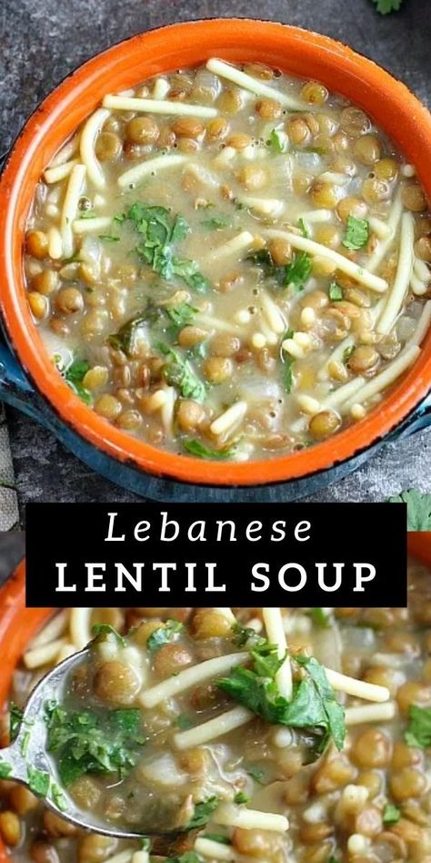 This Lebanese Lentil Soup with Lemon and Noodles is easy-to-make, healthy, and so delicious! Pair it with a salad for a light dinner. Lentil Noodle Soup, Lentil Soup With Lemon, Lebanese Lentil Soup, Soup With Lemon, Fasting Recipes, Lentil Pasta, Lactose Intolerance, Lentil Soup Recipes, Pasta Soup