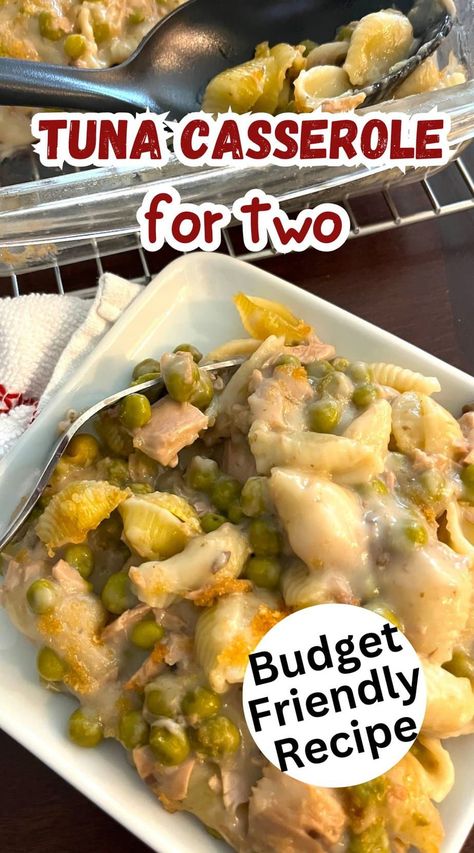 This tuna casserole for two is perfect for a couple, or even just one person. It's flavorful, filling, quick, budget-friendly, and easy! Tuna Casserole For One, Tuna Casserole For 2, Meals For One Or Two, Small Casseroles For Two, Tuna Casserole For Two, Dinner For One Person Easy, Casseroles For Two, Casserole For Two, 2024 Plan