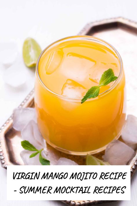 This simple virgin mango mojito recipe is a summer favourite fresh mango drink recipe, also perfect for every member of the family. MADE WITH PINGENERATOR.COM Easy Mango Recipes, Mango Mojito Recipe, Lychee Mojito, Summer Mocktail Recipes, Summer Mocktail, Mango Drink, Mango Drinks, Mango Mojito, Mojito Mocktail