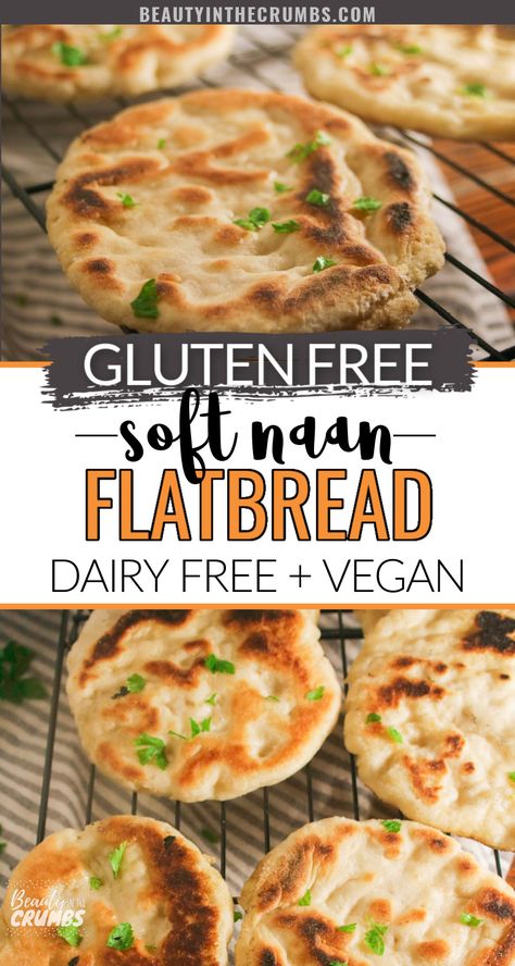 Gluten Free Naan Bread Recipe, Flatbread Wraps, Gluten Free Flatbread Recipe, Gluten Free Naan Bread, Gluten Free Naan, Gluten Free Flatbread, Recipes With Naan Bread, Pain Sans Gluten, Flatbread Recipe