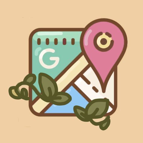 Google Maps App Icon, Maps App Icon, Maps Icon, Cottagecore Icons, Plant App, App Ikon, Icon Iphone, Kawaii App, Organizator Grafic