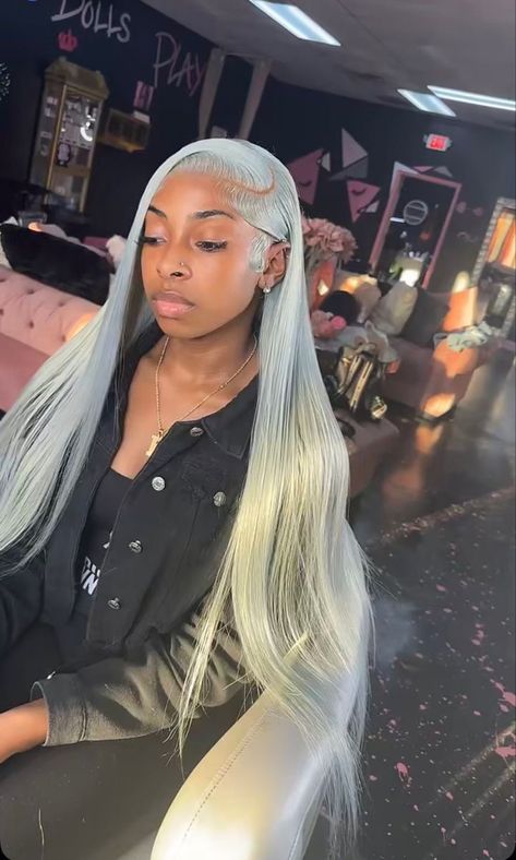 Birthday Color Hairstyles For Black Women, Straight Hair Wig Hairstyles, Winter Wigs For Black Women, Gray Lace Front Wigs Black Women, Platinum Gray Hair On Black Women, Exotic Wig Colors, Grey Wig Hairstyles, Lacefront Hairstyles For Black Women, Color Lace Front Wigs Black Women