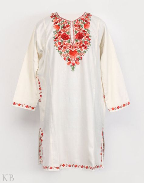 Its winter time. Dress up in the ultimate warmth in a comfy woolen Kashmiri phiran embellished with Kashmiri Aari embroidery. COD. Free Shipping. Worldwide Shipping Kashmiri Pheran Designs For Women, Kashmiri Kurti Design, Kashmiri Phiran, Kashmiri Kurta, Kashmiri Pheran, Woolen Kurti, Kashmiri Suits, Draping Blouse, Suit Embroidery