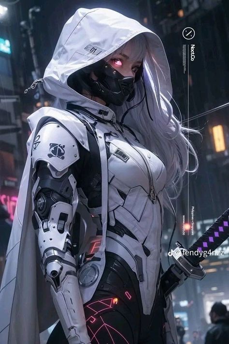 Female Swordsman, Female Ninja, Cyberpunk Female, Female Assassin, Arte Ninja, Ninja Art, Alien Character, Female Armor, Cyberpunk Girl