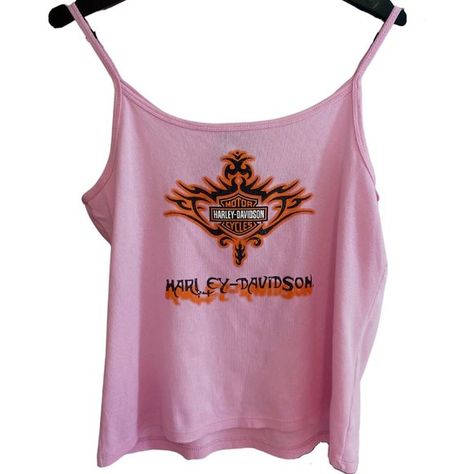 Y2K Harley Davidson Tank Top Harley Davidson Crop Top, Pink Harley Davidson, Paris Hilton Style, Swag Clothes, Harley Davidson Y2k, Band Trip, Harley Davidson Clothing, Harley Davidson Tank Tops, Roblox Clothes