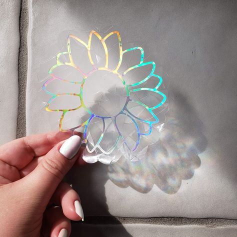 Excited to share the latest addition to my #etsy shop: Beautiful Holographic Rainbow Sunflower Suncatcher, Window Cling, Prism, Vinyl Window Decal https://etsy.me/3Ytbyhn #rainbow #window #suncatcher #windowcling #holographic #windowdecal #sunflower #floral #beautiful Sunflower Suncatcher, Prism Window, Rainbow Sunflower, Rainbow Window, Vinyl Window Decals, Suncatcher Window, Rainbow Prism, Window Cling, Small Gift Bags