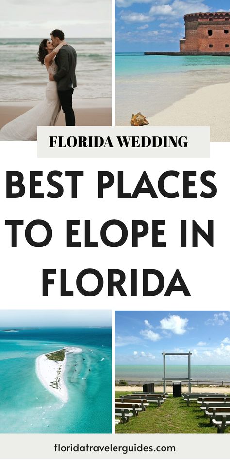 Looking to elope in Florida? Discover the best places to say 'I do' in the Sunshine State! From the romantic Keys to stunning beach elopement ideas, we've got you covered. Learn how to make your special day unforgettable with our guide on where to find the most idyllic elopement destinations. Whether you're a Florida native or planning a destination wedding, find the perfect backdrop for your love story! Florida Elopement Destinations, Florida Beach Elopement, Elope Beach Wedding, Elope In Florida, Elopement Florida, Best Place To Elope, Florida Wedding Venues Beach, Best Places In Florida, Beach Elopement Ideas