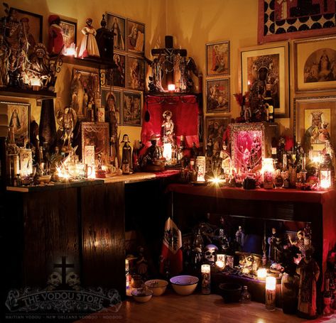 Docteur Cæli D'Anto’s Vodou altar. Mundo Hippie, Home Altar, Witch Aesthetic, Black Magic, Sacred Space, Religious Art, Feng Shui, New Orleans, Witch