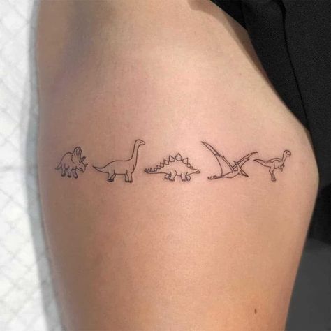 220+ Delicate Fine Line Tattoos Designs and Ideas (2022) - TattoosBoyGirl Dinosaur Tattoo Ideas, Tattoos Dainty, Dinosaur Tattoo, Tier Tattoo, Gamer Tattoos, Tattoo Tiny, Dinosaur Tattoos, Illustration Tattoo, Men Tattoo