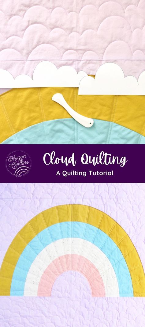 Cloud Free Motion Quilting, Free Motion Quilting Sky Designs, Free Motion Quilting Clouds, Cloud Quilting Designs, Free Motion Quilting Patterns Templates, Easy Free Motion Quilting Patterns, Rainbow Quilt Patterns, Easy Free Motion Quilting Designs, Cloud Quilt