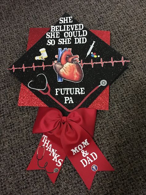 Future Physician Assistant Undergrad Graduation Cap! Medical Cap Decoration, Obgyn Graduation Cap, Sports Medicine Graduation Cap, Greys Anatomy Caps Graduation, Medical Billing And Coding Graduation Cap Ideas, Ed Nurse Graduation Cap, Future Pa Graduation Cap, Future Nurse Graduation Cap High School, Healthcare Graduation Cap Ideas