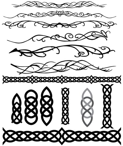 Celtic and Elvish Decoration Flourish Vectors Elvish Tattoo, Celtic Border, Tattoo Band, Muster Tattoos, Celtic Knot Designs, Ring Tattoos, Celtic Patterns, Celtic Knotwork, Celtic Tattoos