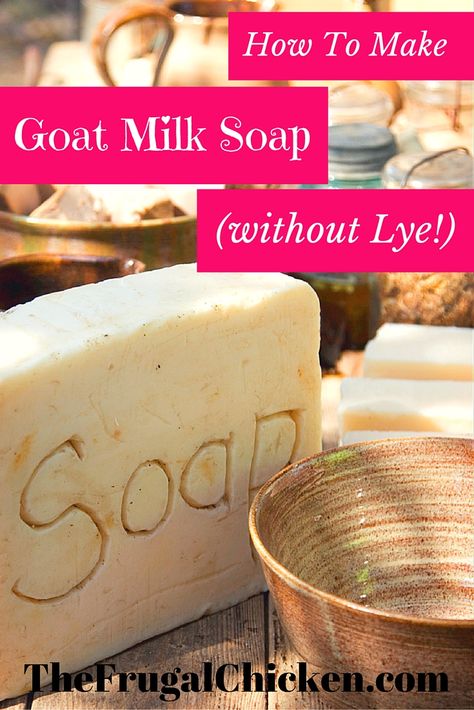 Using a melt and pour soap base, you can easily make your own custom goat milk soaps without handling lye. Watch the video to learn how. From FrugalChicken Make Goat Milk Soap, Goat Milk Soap Recipe, Milk Soap Recipe, Melt And Pour Soap Base, Homemade Goat Milk Soap, Goat Milk Recipes, Goats Milk Soap Base, Easy Soap Recipes, Melt And Pour Soap