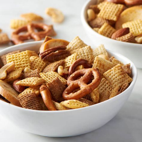 The Original Chex® Party Mix from Land O'Lakes Original Chex Party Mix, Spicy Chex Mix, Snacks Savory, Original Chex, Bbq Snacks, Party Mix Recipe, Chex Party Mix, Christmas Snack, Chex Mix Recipes