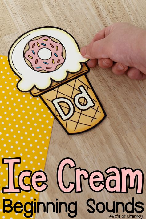 This free printable Ice Cream Beginning Sounds Activity is a fun way your pre-readers to practice identifying initial sounds! Preschool Letter Sound Activities, Initial Sound Activities, Letter Sounds Preschool, Printable Ice Cream, Letter Sound Activities, Letters And Sounds, Initial Sounds, Ice Cream Theme, Pre K Activities