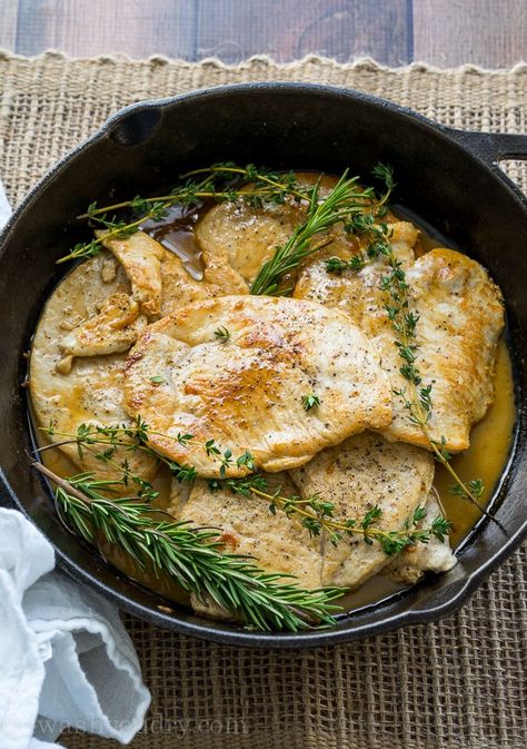 I can't believe how quick these Rosemary and Thyme Turkey Breast Cutlets came together. My whole family loved these! I love how it uses just one skillet! Turkey Breast Cutlets, Turkey Cutlet Recipes, Turkey Breast Recipes, Turkey Chops, Turkey Cutlets, Rosemary And Thyme, Cutlets Recipes, Turkey Breast Recipe, One Skillet