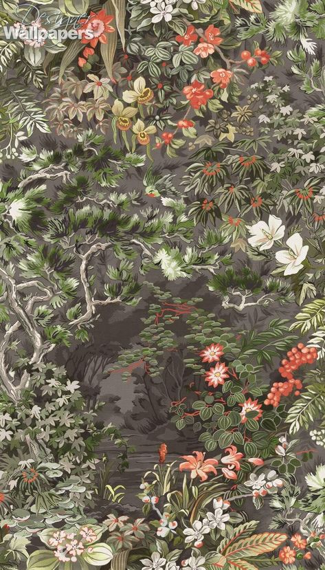 1930s Farm, Bedroom Wallpapers, Son Wallpaper, Flock Wallpaper, Project Paper, Woodland Wallpaper, Riverside House, Charcoal Wallpaper, Cole And Son Wallpaper