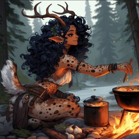 Dnd Animal Companion Art, Satyr Dnd 5e Female, Dnd Satyr Female, Faun Female, Satyr Female, Female Faun, Satyr Art, Dnd Art, Fantasy Creatures Art