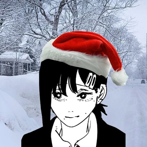 Csm Christmas Icon, Chainsaw Man Christmas Pfp, Christmas Pfp Aesthetic Anime, Csm Christmas, Christmas Pfps Anime, Chainsaw Man Christmas, Anime Christmas Pfp, Christmas Anime Pfp, Chainsawman Pfp