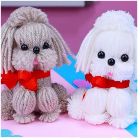 Yarn Puppy Diy, Yarn Puppies, Kitchen Crafts Diy, Exploding Gift Box, Yarn Animals, Christmas Candles Diy, Ballerina Ornaments, Vase Deco, Sock Doll