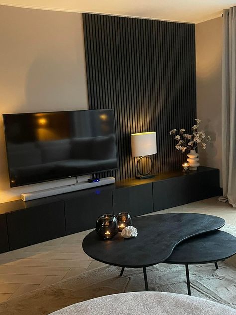 Modern Black Interior Design Living Room, Bachelor Pad Living Room, Sofa Couch Design, Interior Design Hallway, Feature Wall Living Room, Apartment Decorating Living, House Interior Living Room, Minimalist Living Room Decor, Girly Apartment Decor