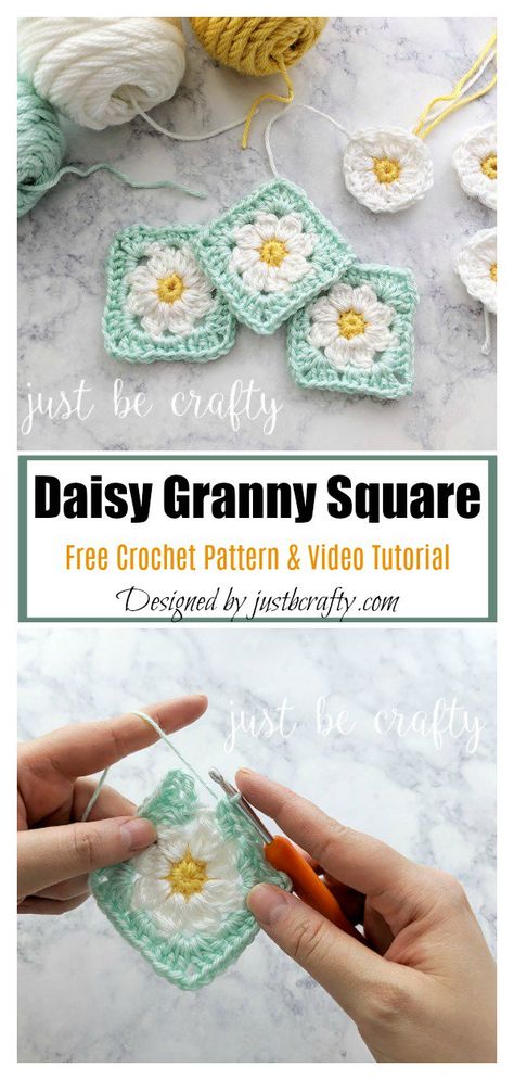 Daisy Granny Square Motif Free Crochet Pattern and Video Tutorial #coolcreativityfreepattern #crochetgrannysquare #easycrochetpattern #crochettutorial Crochet Borders For Blankets, Sunburst Granny Square, Dream Blanket, Motifs Granny Square, Crochet Daisy, Crochet Motif Patterns, Granny Square Blanket, Crochet Motifs, Granny Squares Pattern