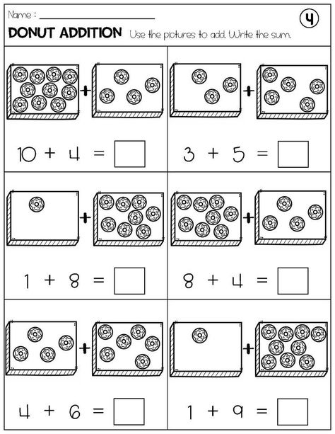 Addition with Pictures Sum up to 20 Worksheets - Adding Donut Pictures Addition With Pictures, Donut Pictures, Master Addition, Number Sentences, Shape Worksheets For Preschool, Integers Worksheet, Math Addition Worksheets, Alphabet Recognition, Addition And Subtraction Worksheets