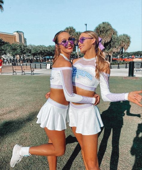 Cheer Poses Allstar, White Cheer Uniforms, Rays Cheer, Stingray Allstars, Great White Sharks Cheer, All Star Cheer Uniforms, Cheer Aesthetic, Allstar Cheer, Cheer Tryouts