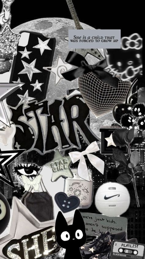 Y2k Aesthetic Wallpaper Dark, Girl Wallpaper Black, Wallpaper Black And White Aesthetic, Star Girl Wallpaper, Black Y2k Wallpaper, Y2k Aesthetic Wallpaper, Wallpaper Black And White, Emo Wallpaper, Dark Purple Aesthetic